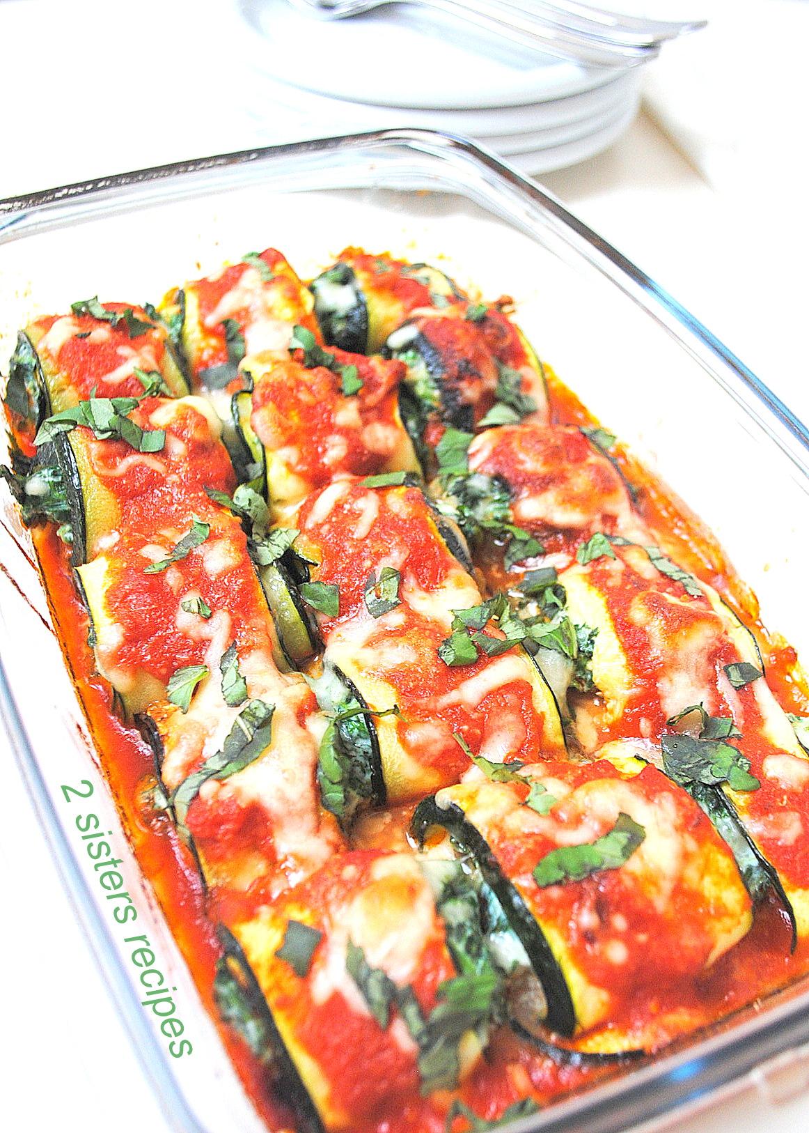 slice of zucchini and spinach bake with ricotta being served