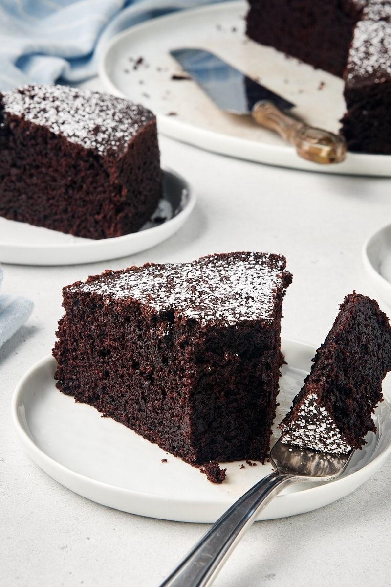a slightly imperfect homemade dark chocolate cake