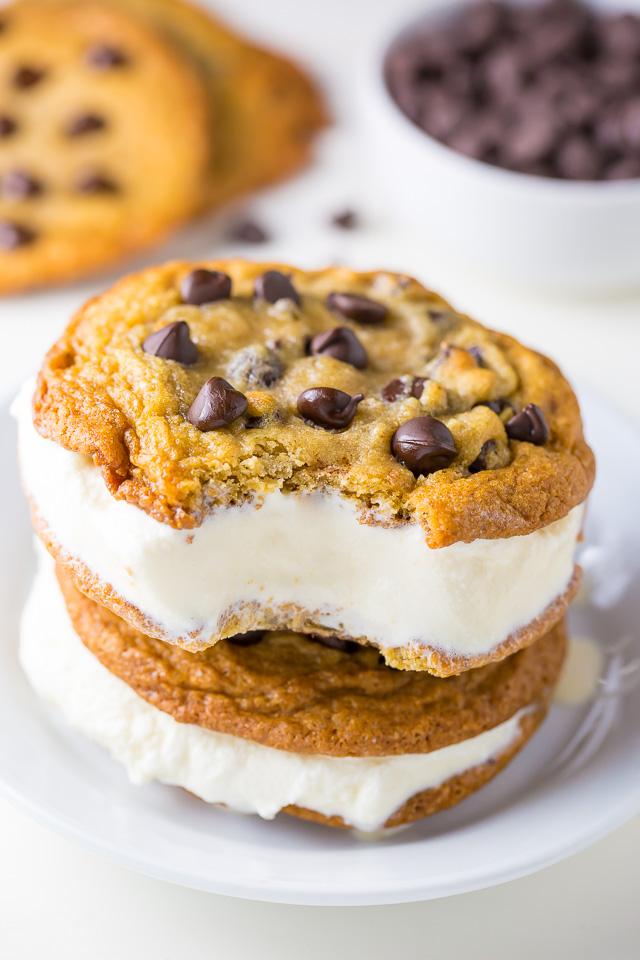 homemade chocolate chip ice cream sandwich