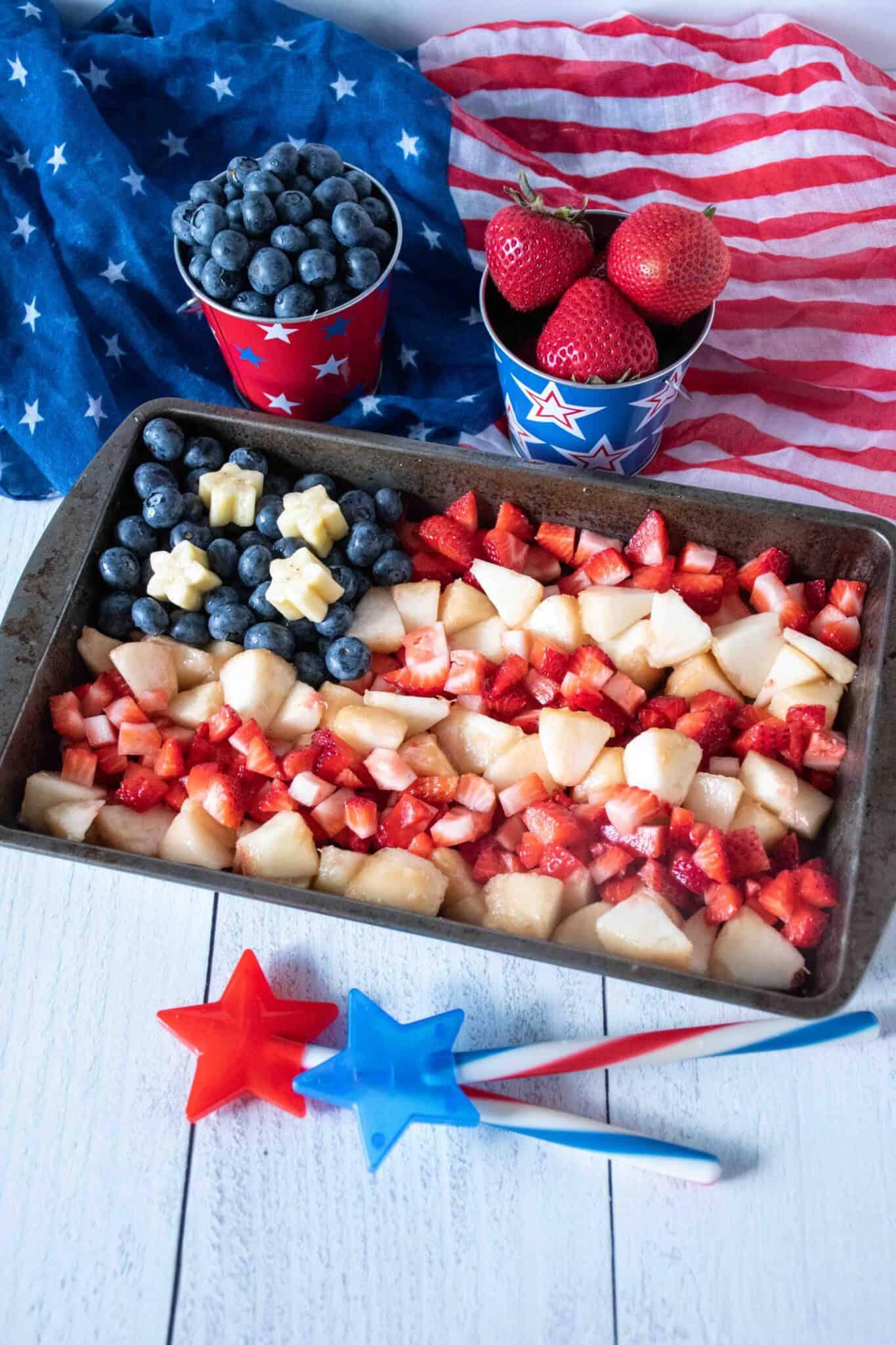 red white and blue berry platter