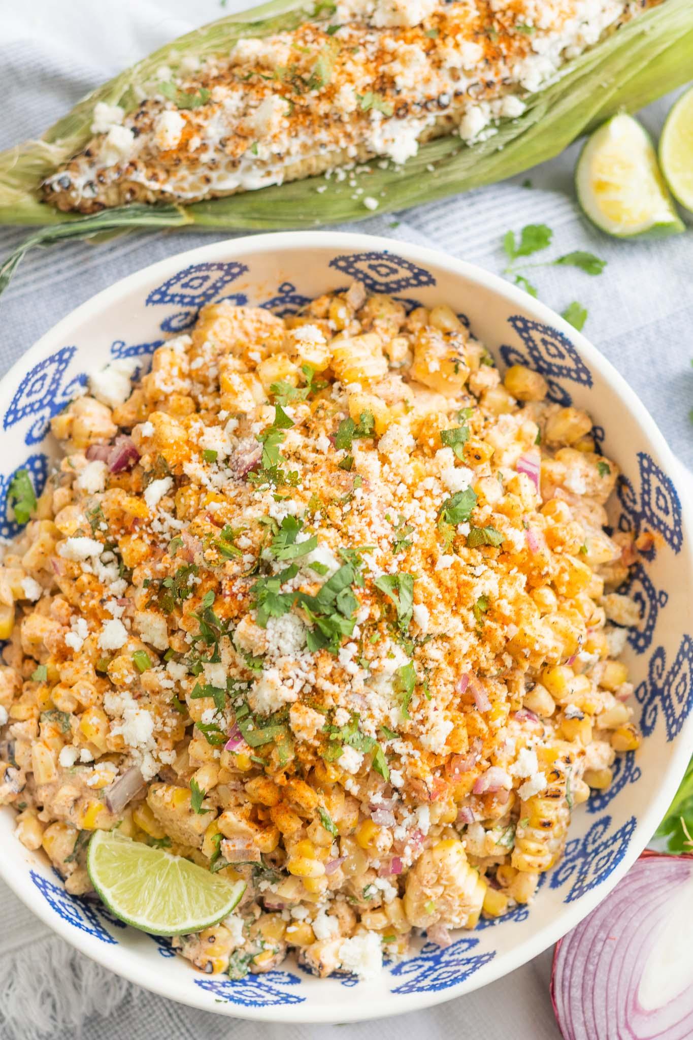 Elote salad with candied pecans