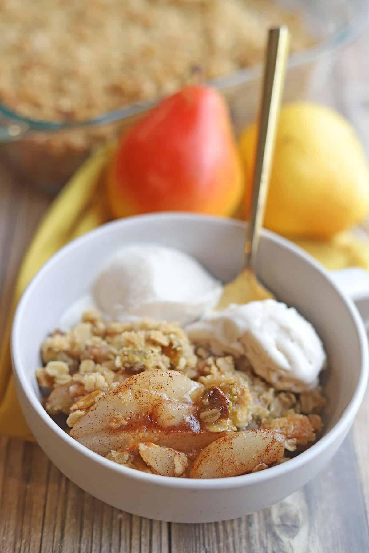 Cardamom Pear Crisp with Pistachio Nuts
