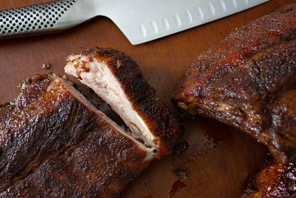 close up shot of allspice ribs on a cutting board