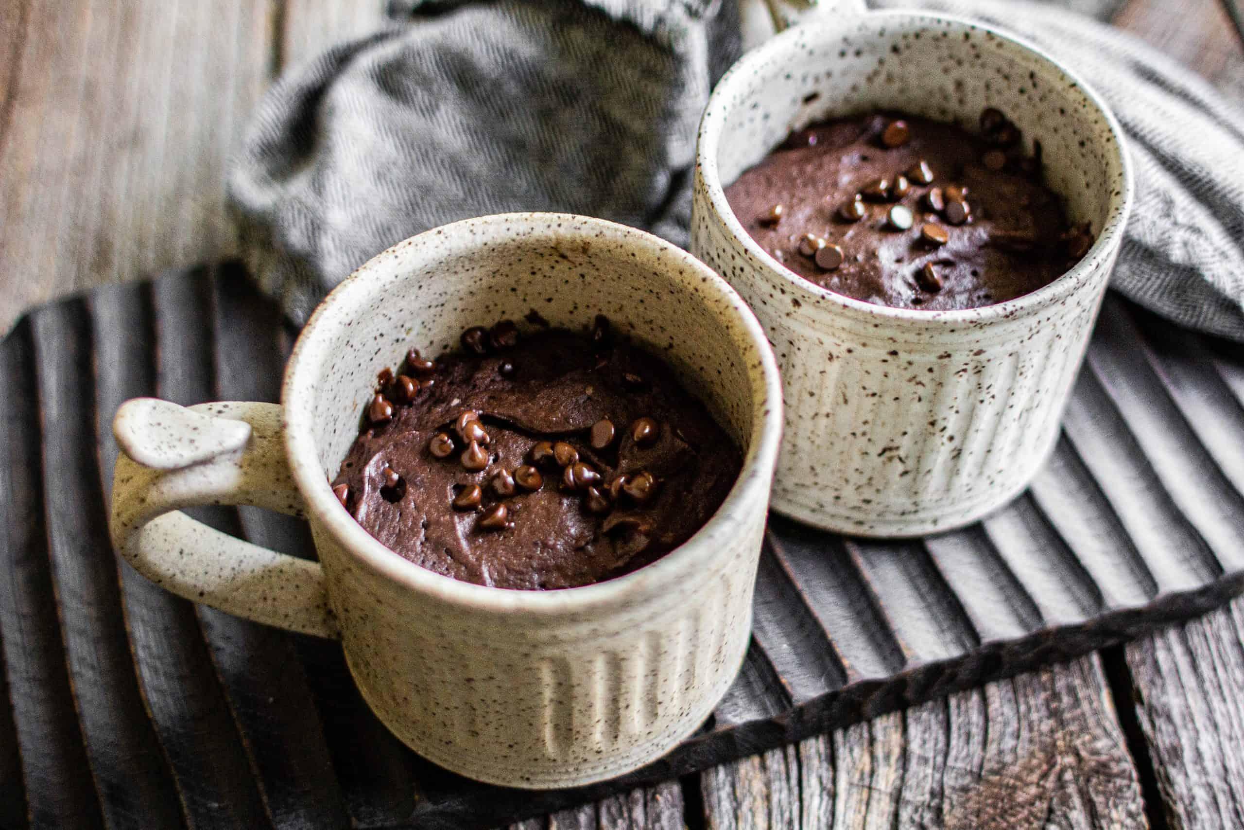 Dark chocolate mug cake with sea salt