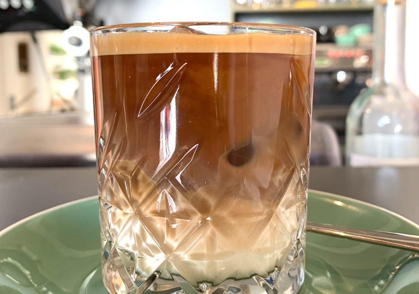iced caffè latte in a glass