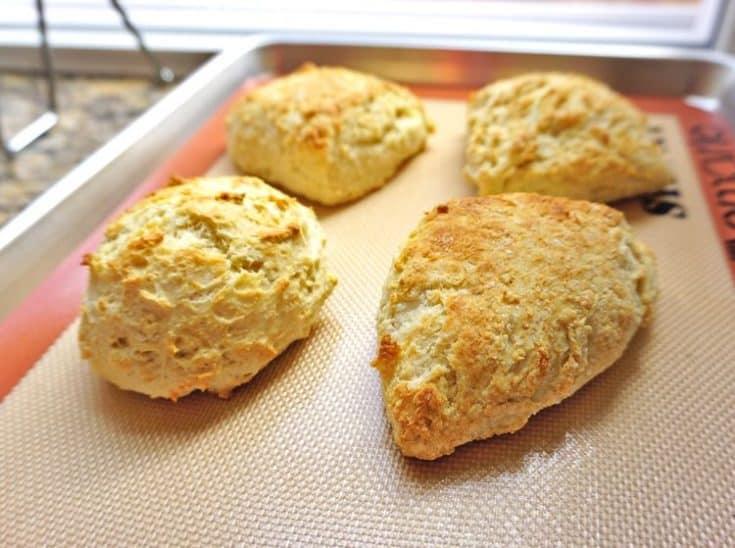 close-up shot of a scone being broken apart to show the texture inside