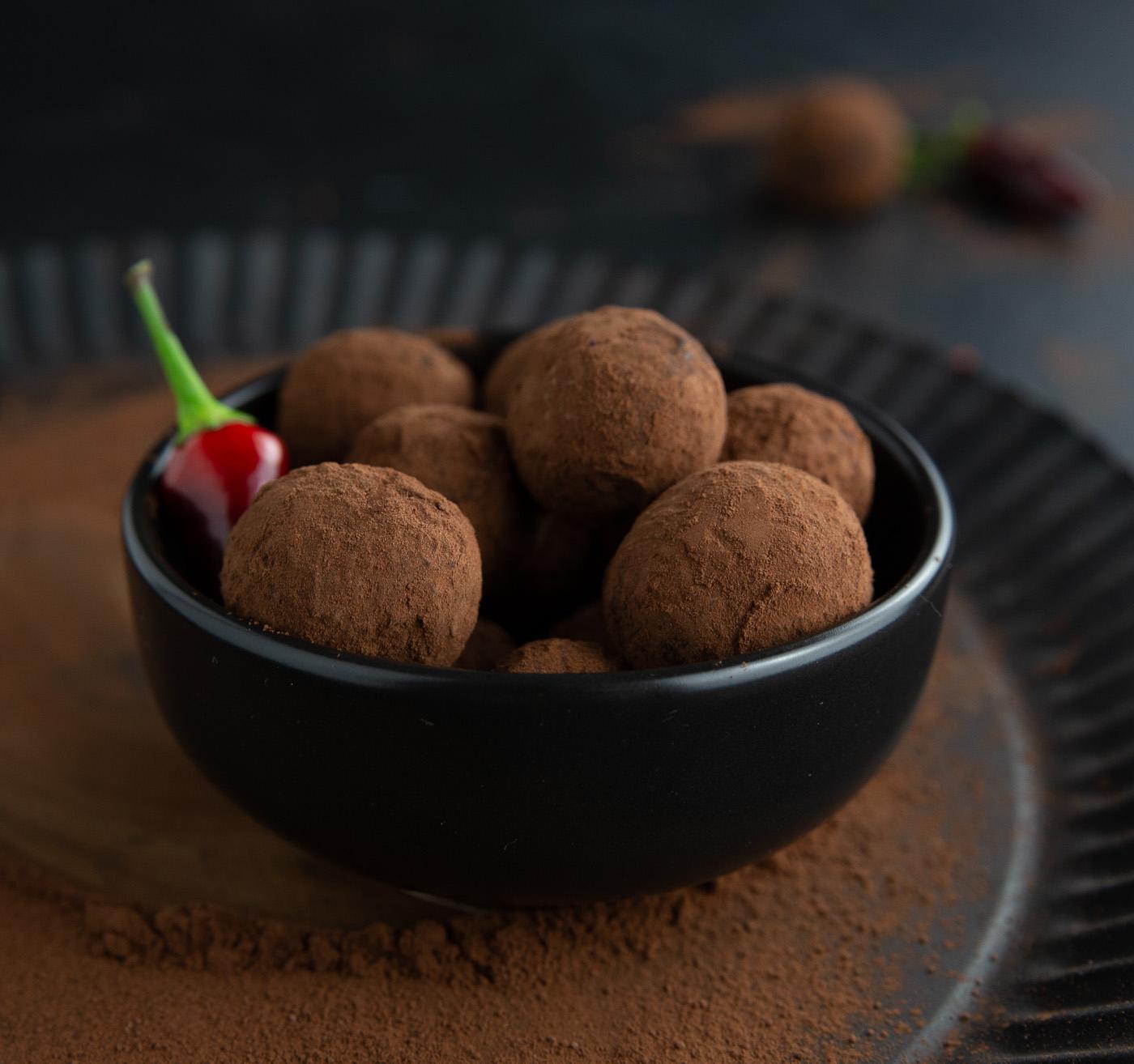 spicy chocolate truffles with chili powder