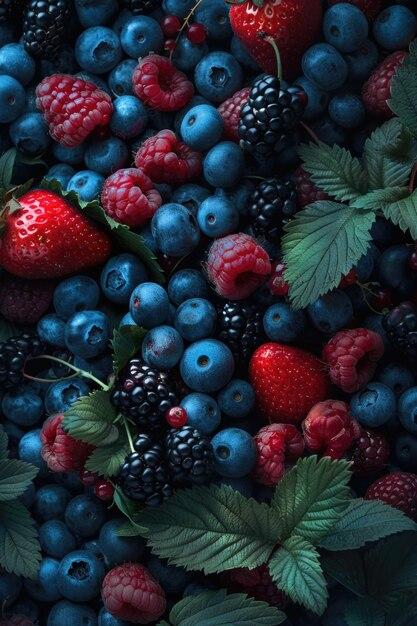 close-up shot of mixed berries with baobab powder sprinkled on top