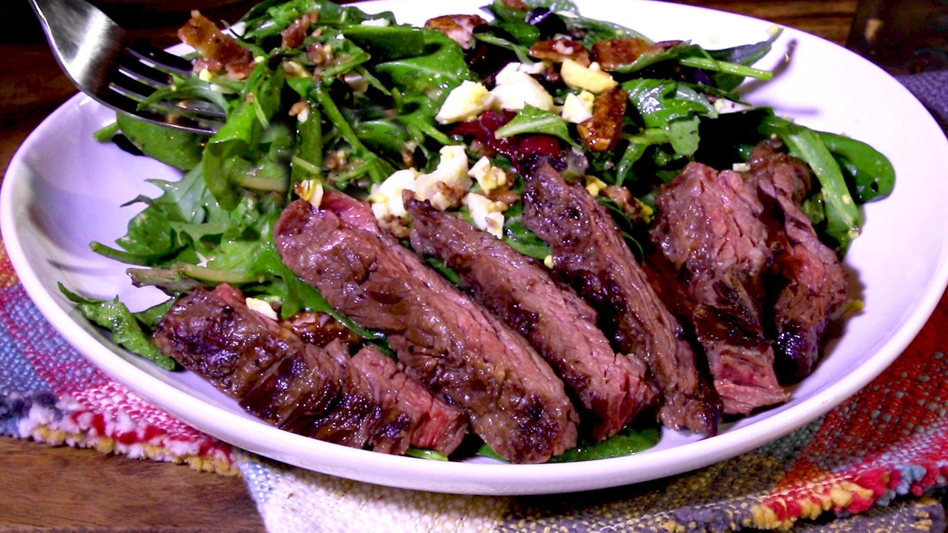 holiday steak salad with dijon mustard vinaigrette