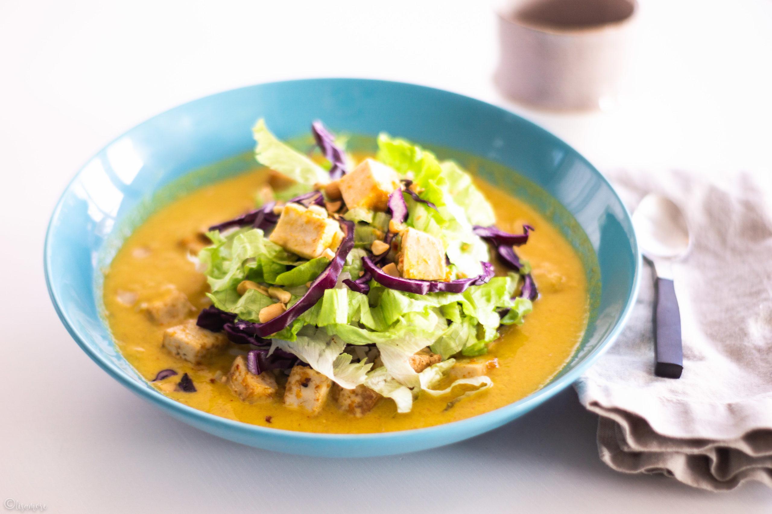 overhead shot of a beautifully arranged mango tango sushi bowl