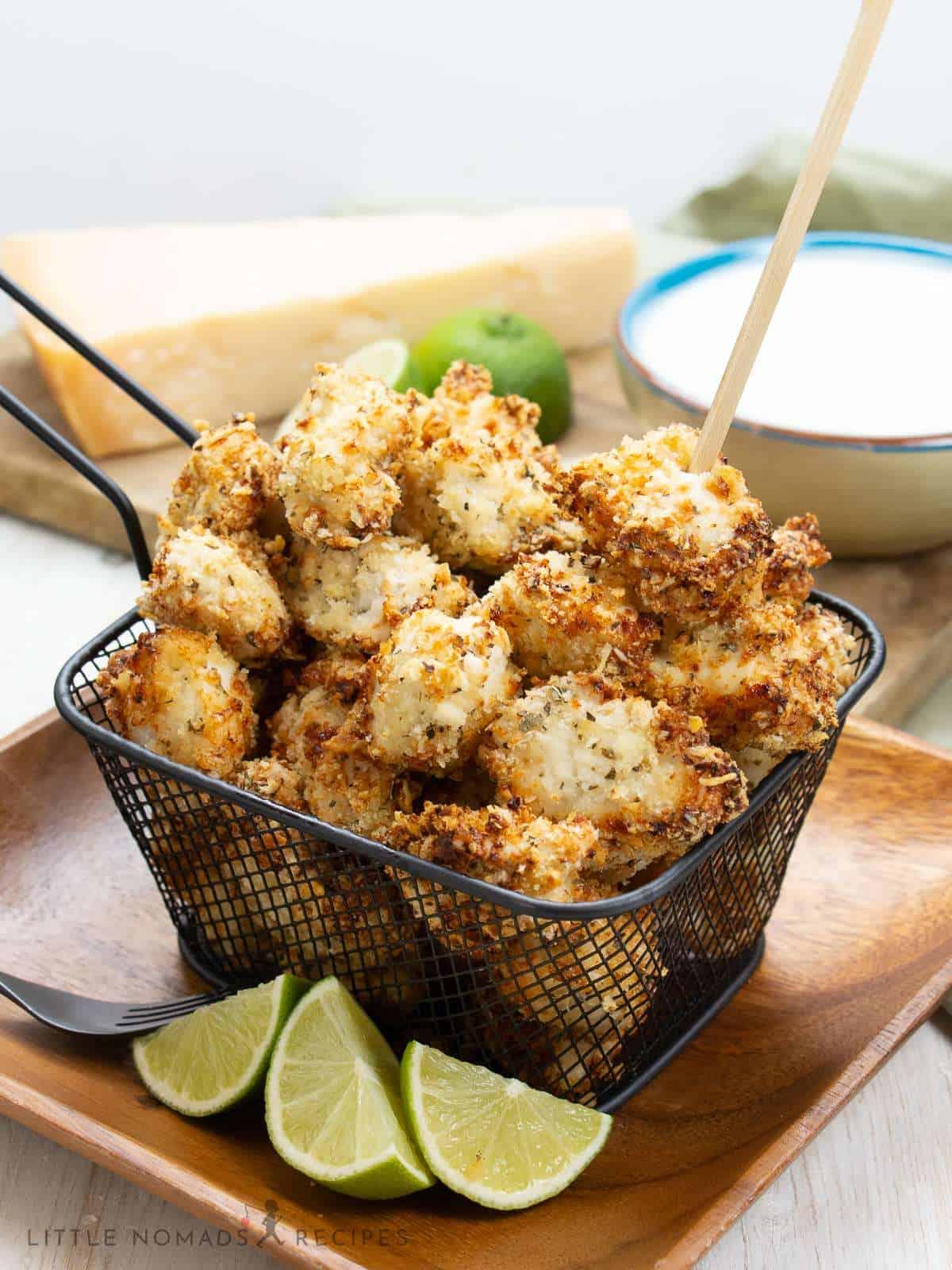 close up of air fryer chicken parmesan bites