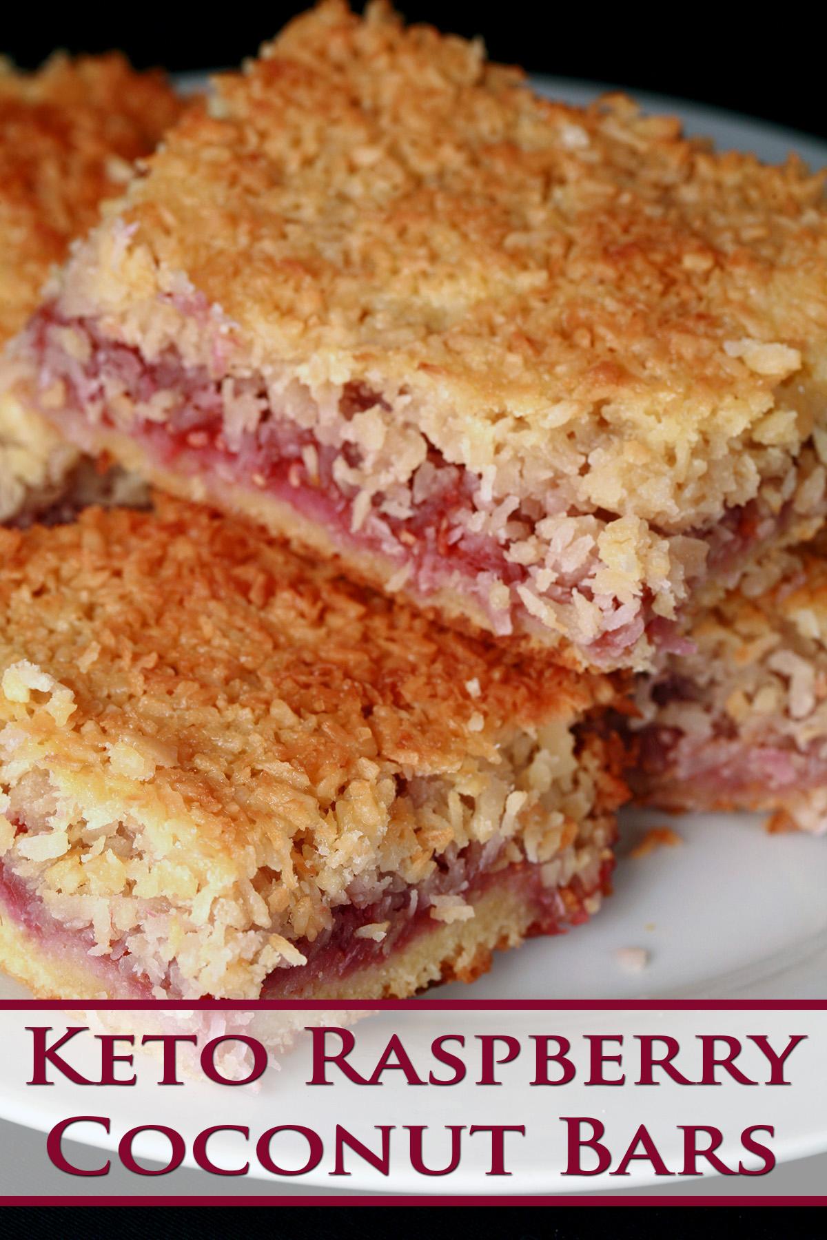 low carb raspberry coconut bars on a plate