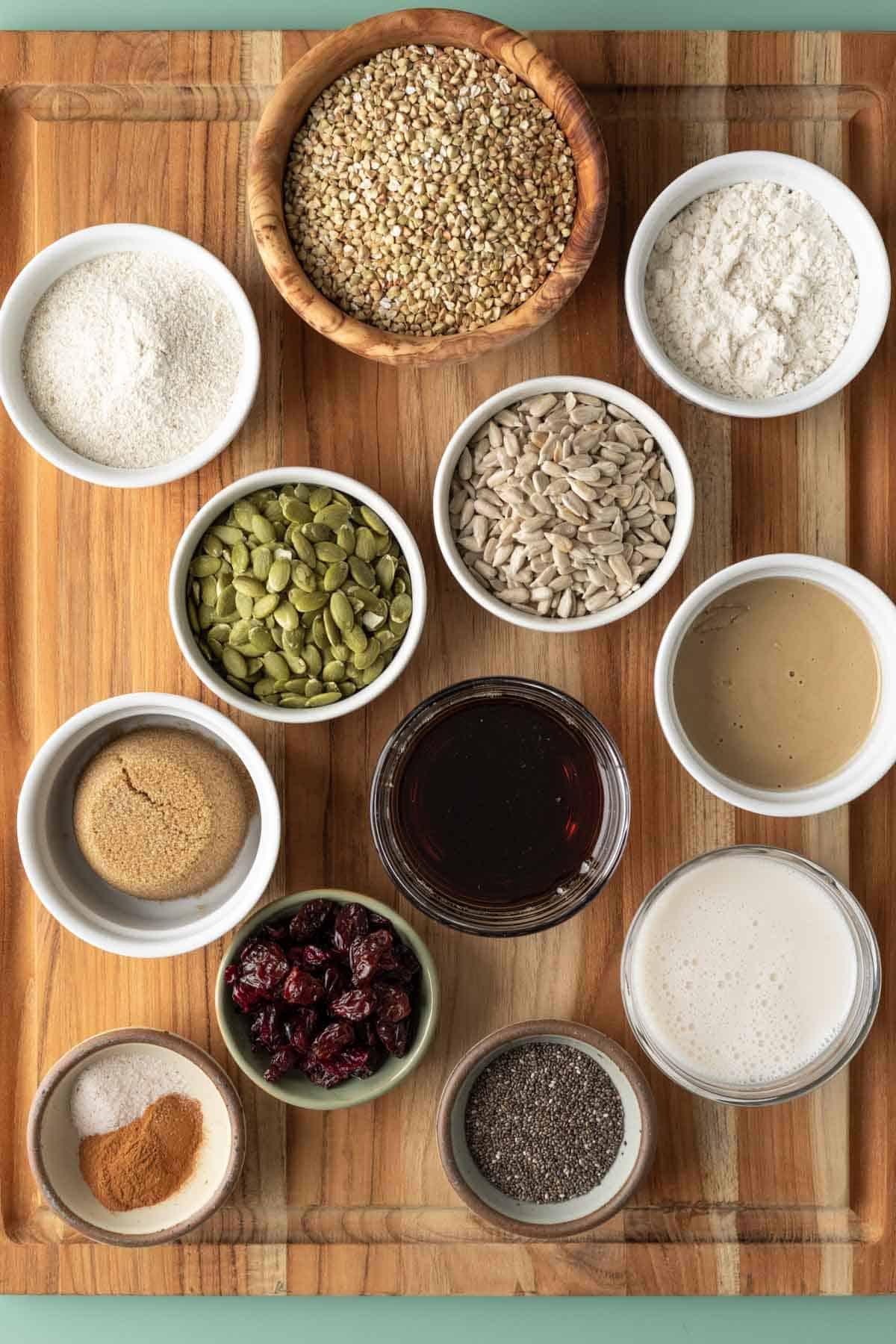 ingredients for homemade energy nectar laid out on a wooden table