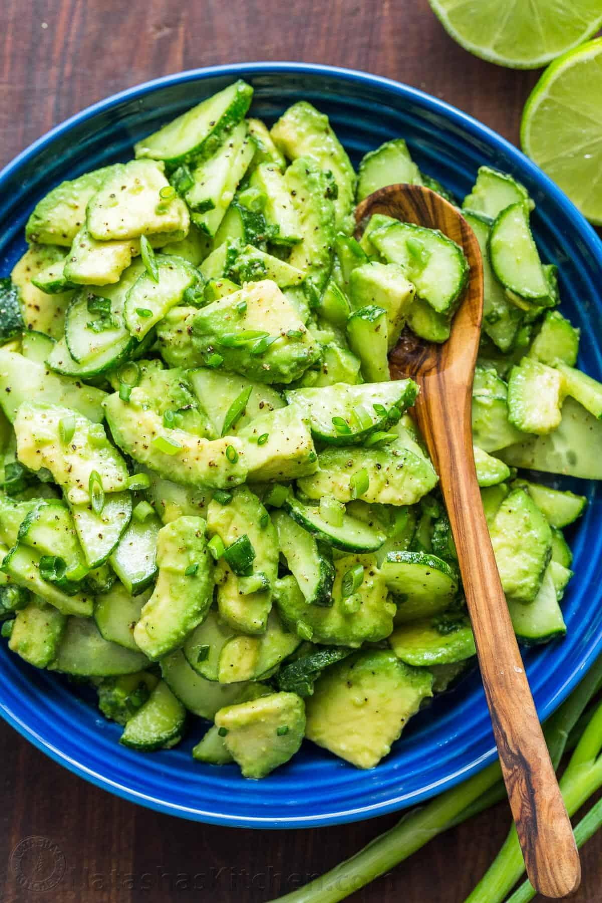 ingredients for cucumber avocado salad