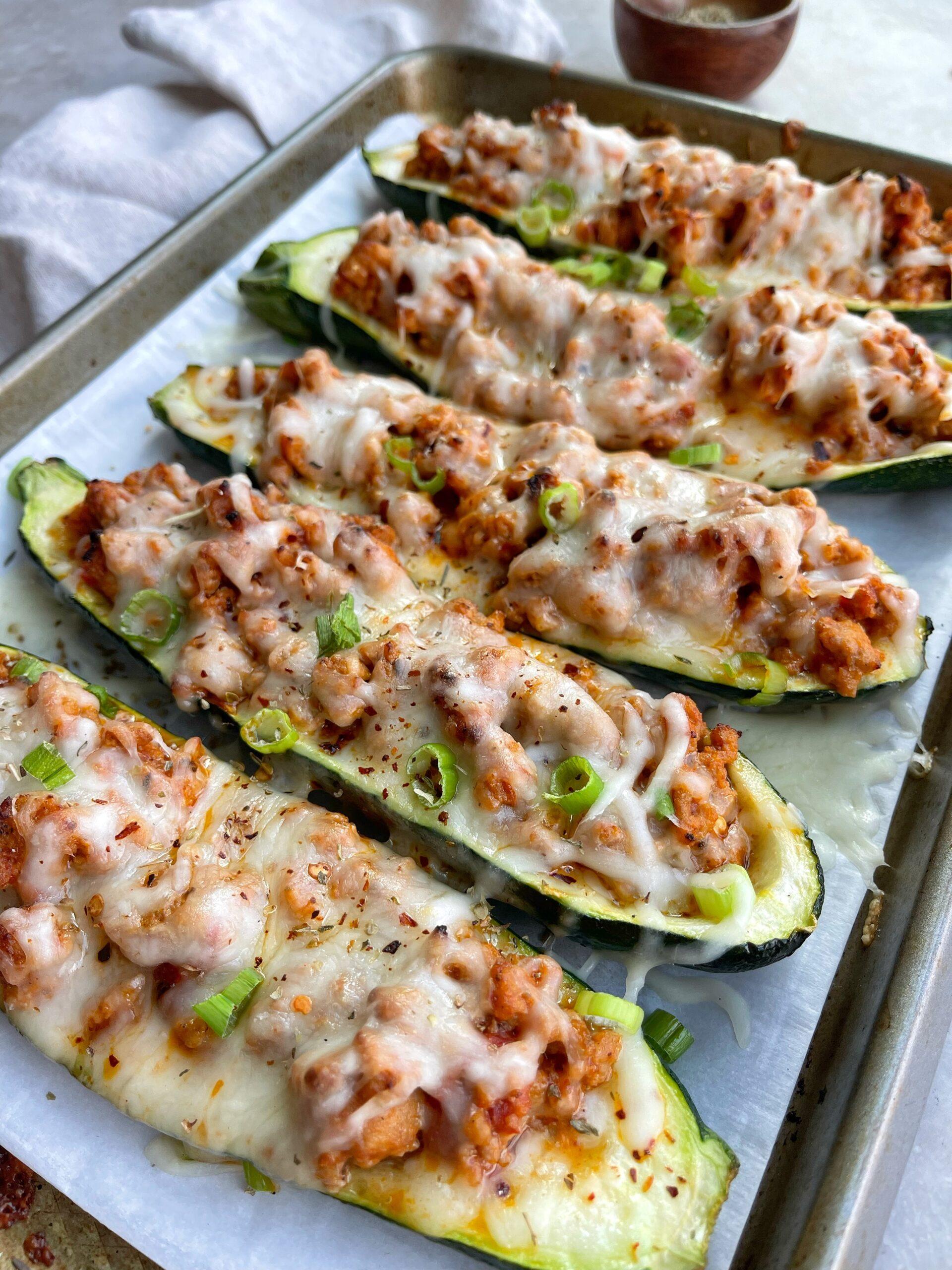 zucchini bake with ground turkey and marinara sauce