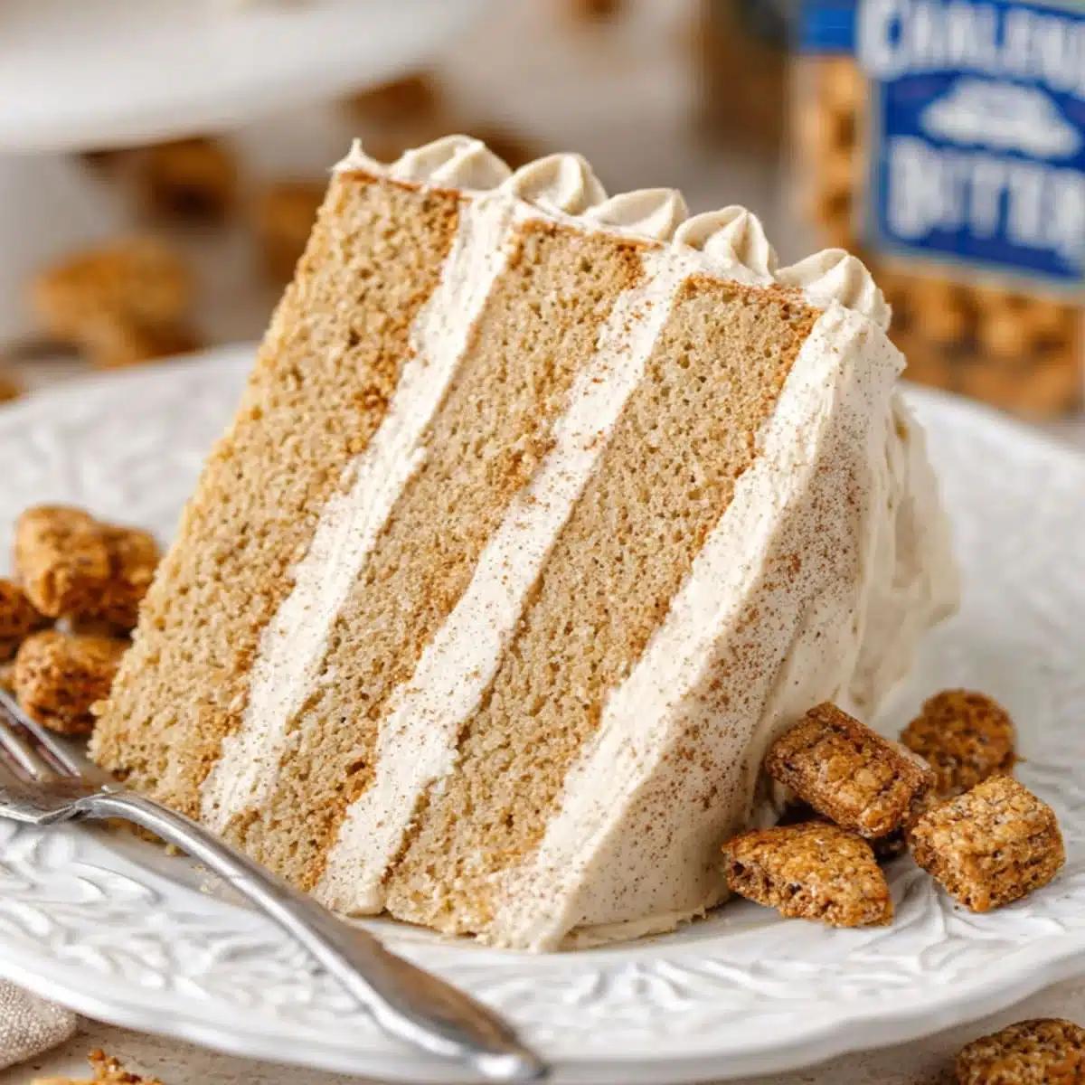 close up shot of churro tres leches cake with visible layers