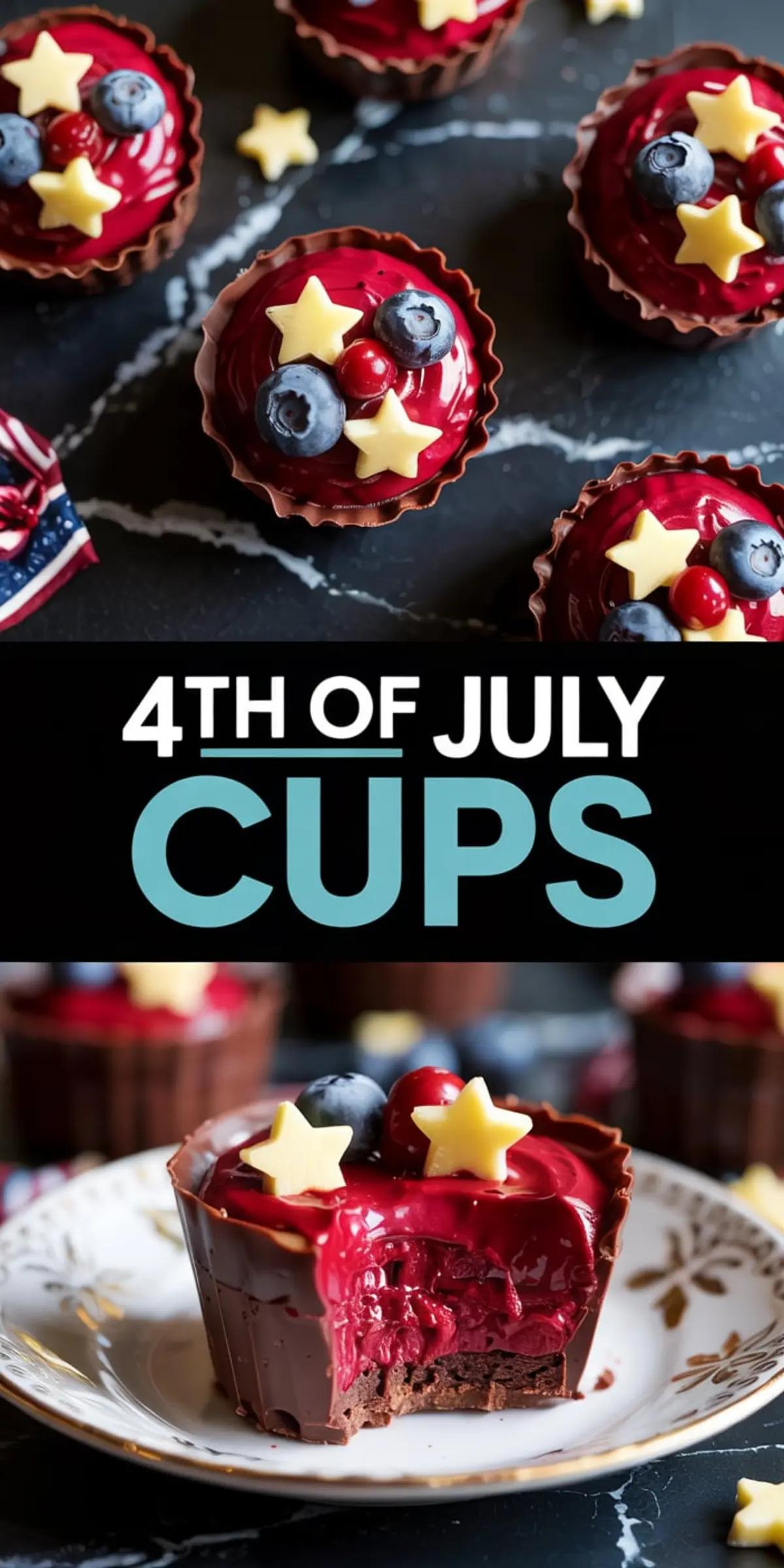 chocolate mousse cups with patriotic decorations