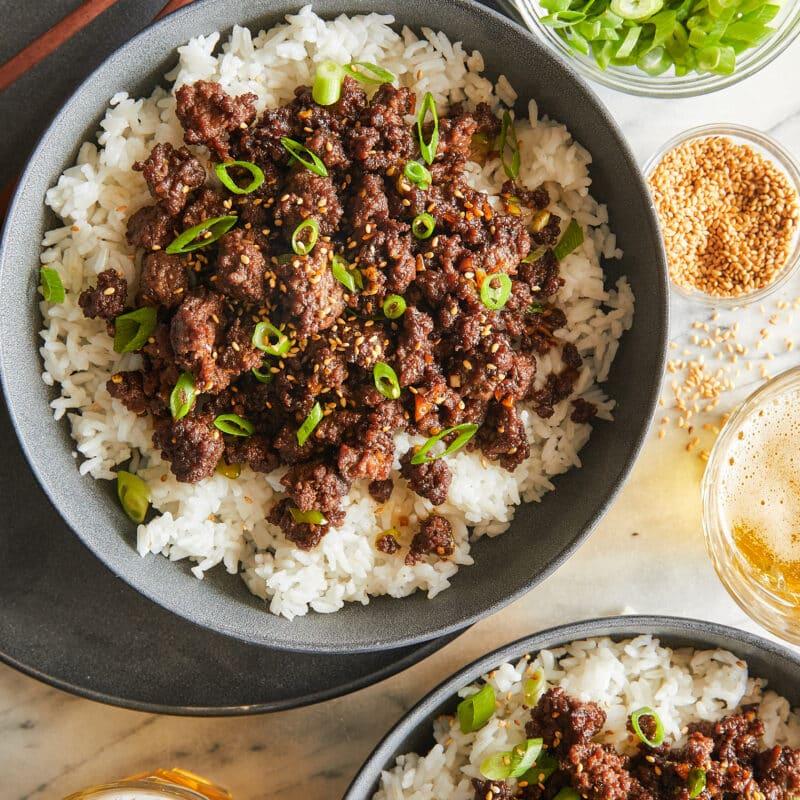 Marinated Korean BBQ beef in a bowl