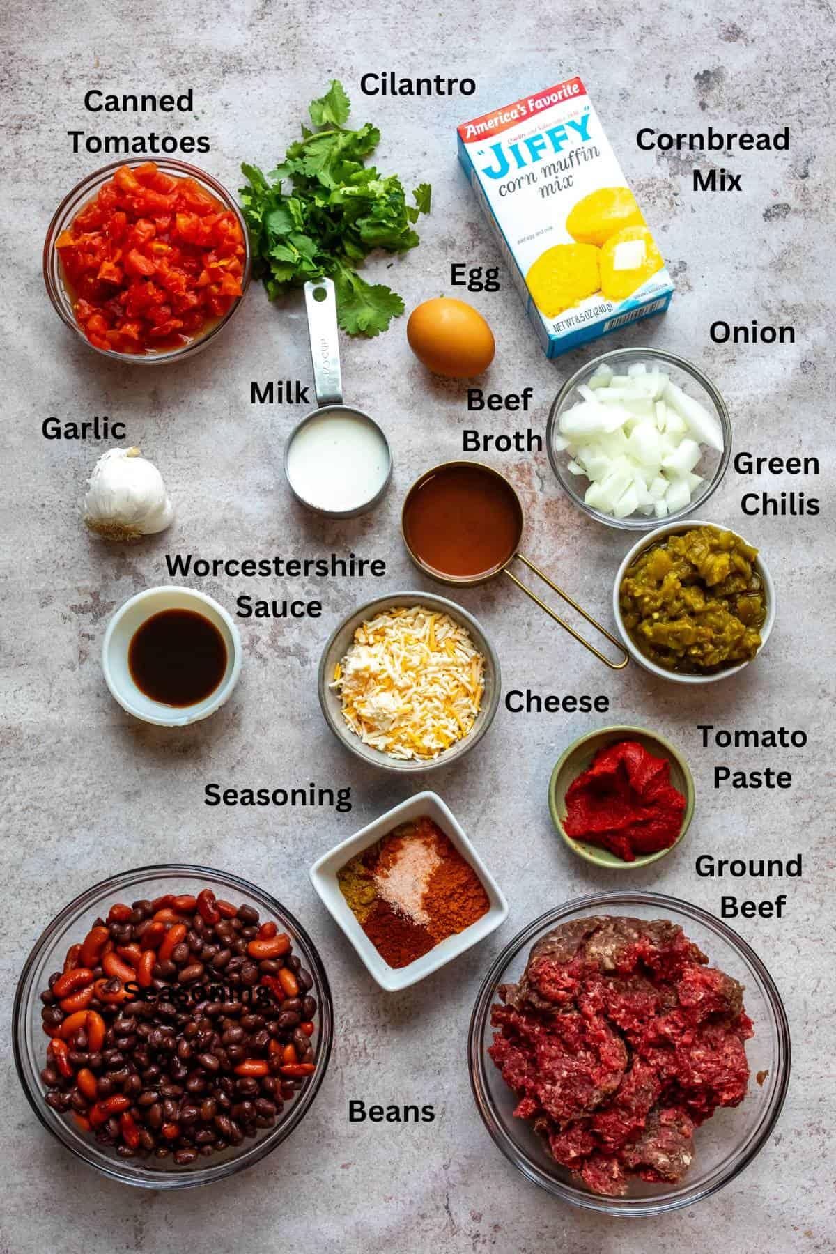 ingredients for cornbread chili cake pops