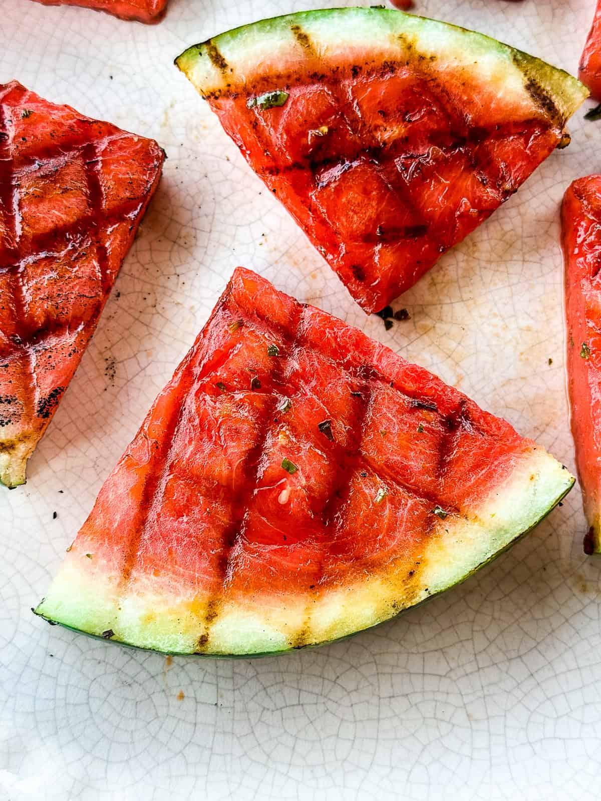 close up shot of grilled watermelon slices