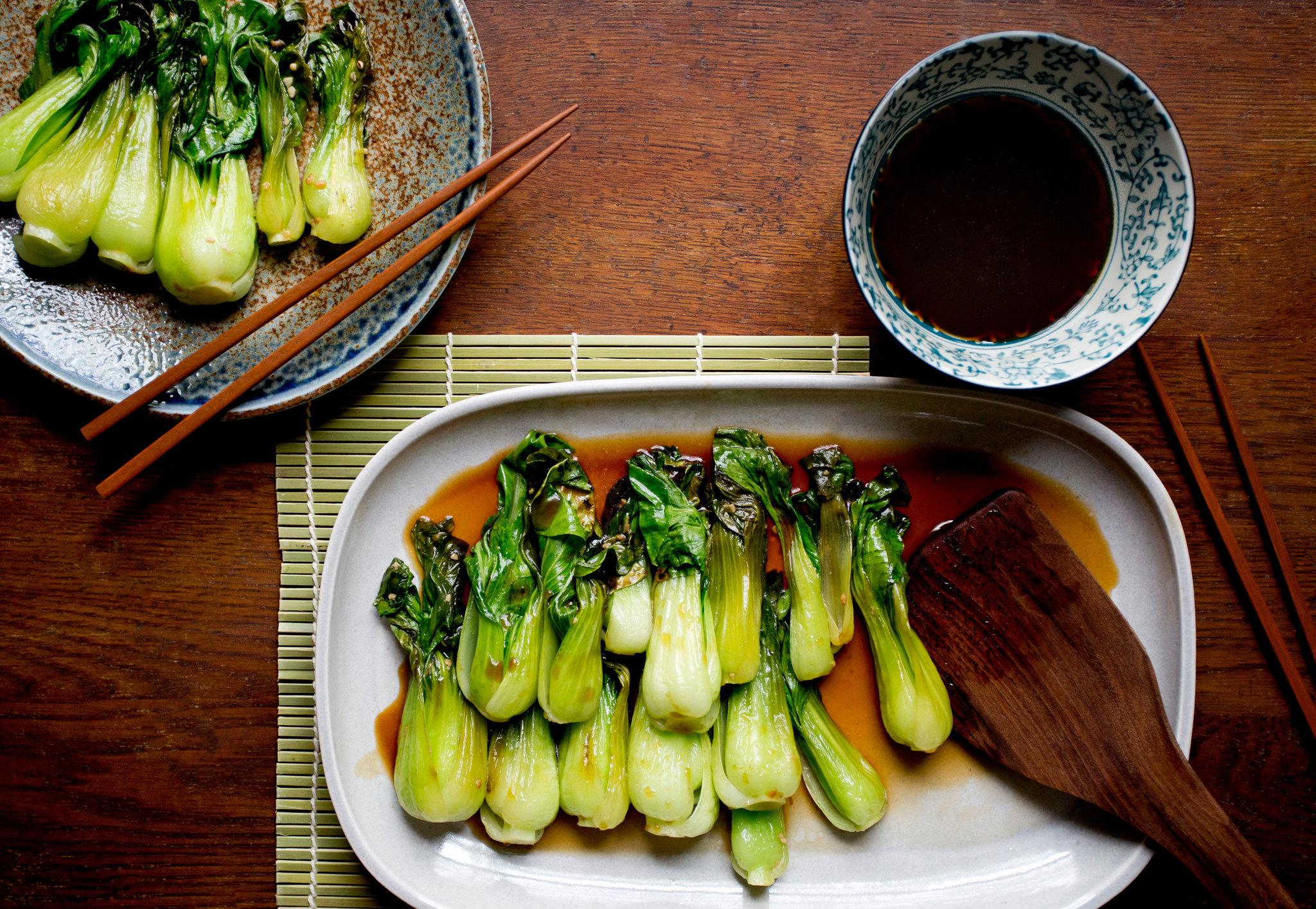 Zucchini and Bok Choy Bake with Garlic and Oyster Sauce