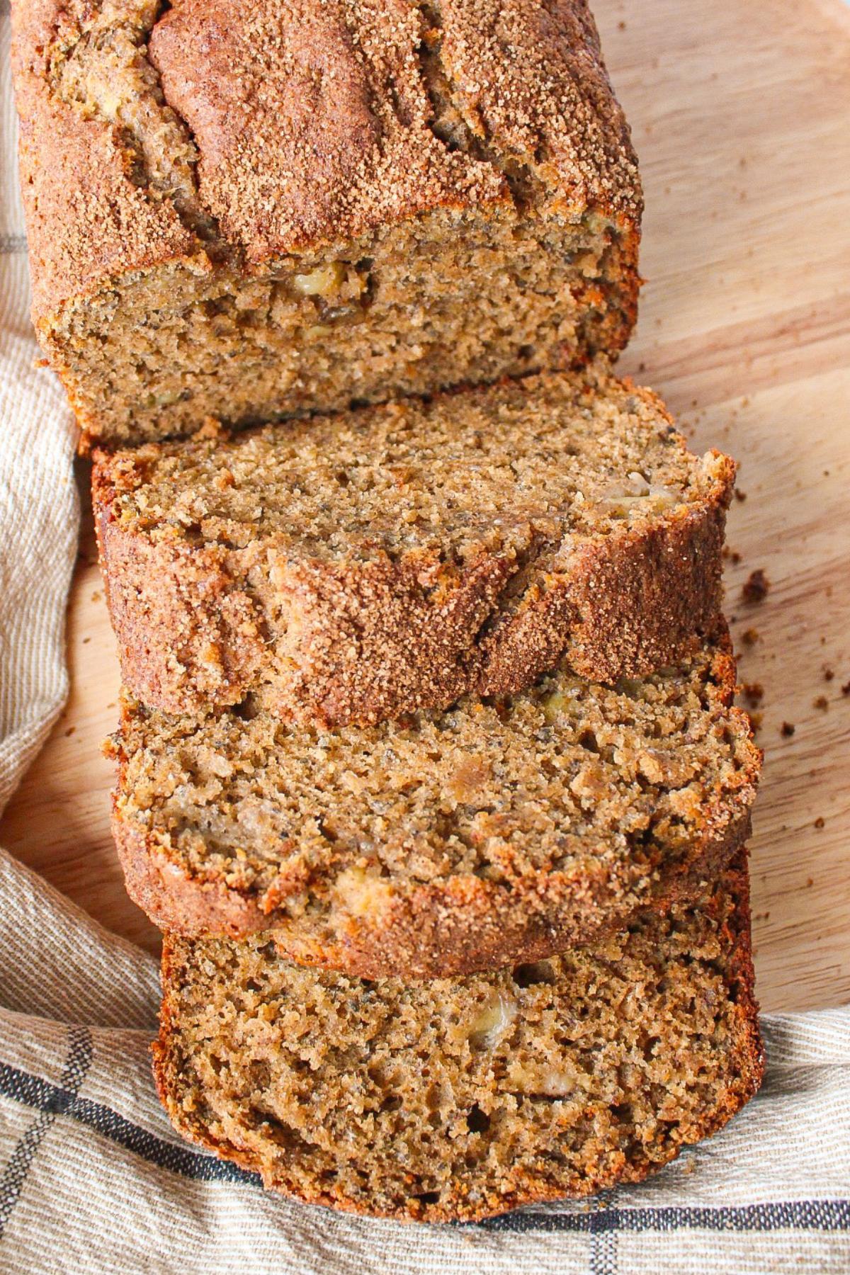 close-up of chia seeds in banana bread batter