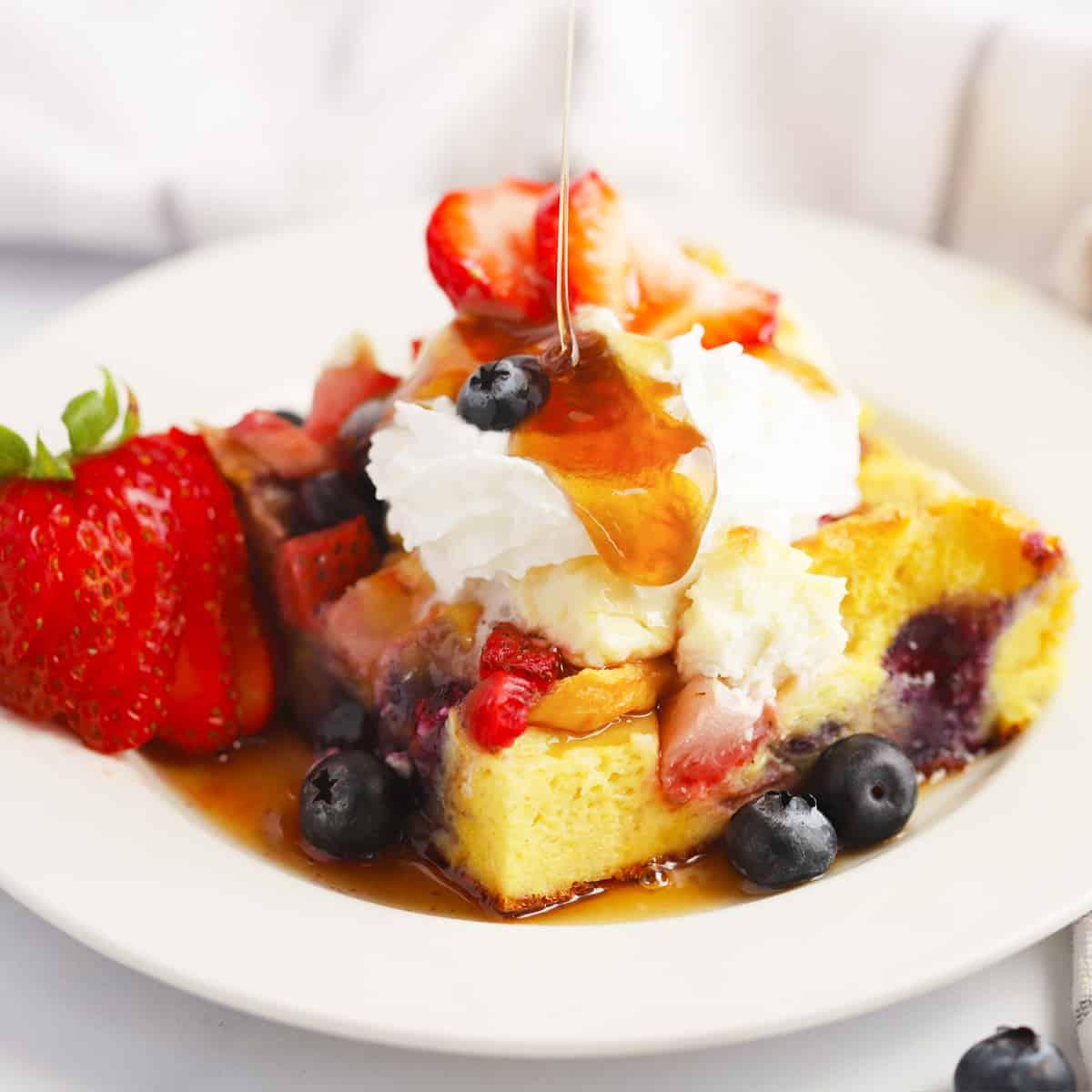 red white and blueberry french toast bake