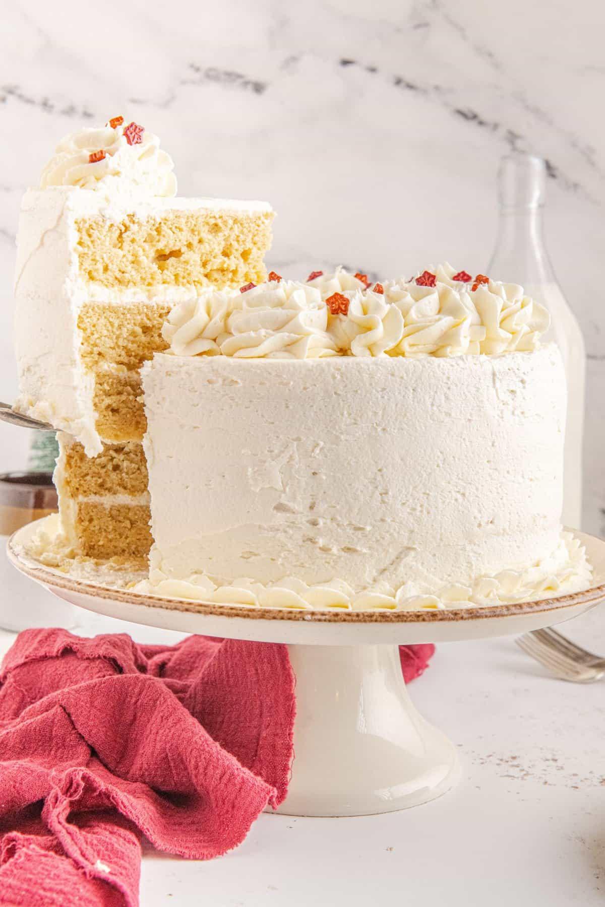Vanilla Birthday Cake with Maple Syrup Frosting