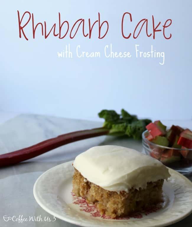 rhubarb cake bars with cream cheese frosting