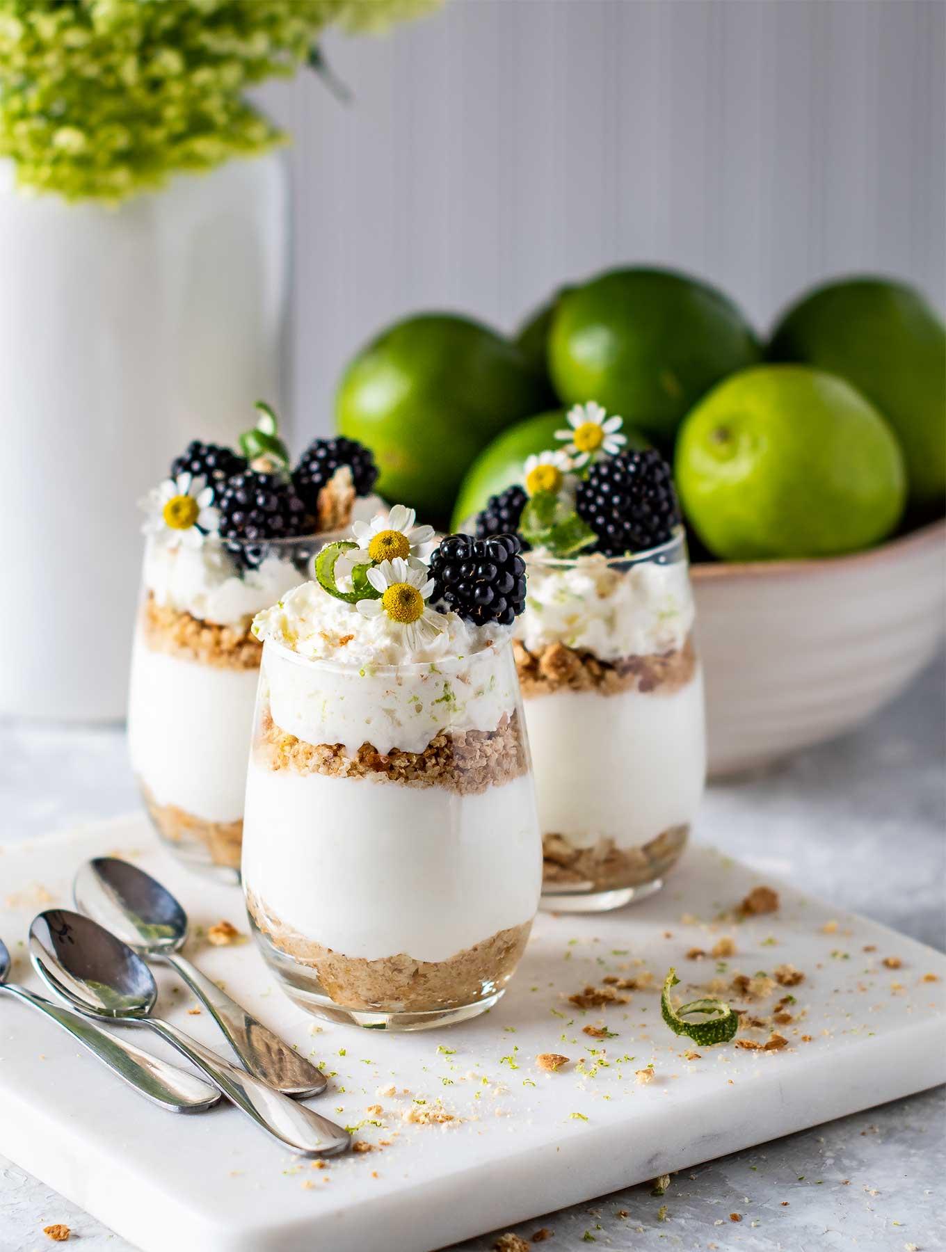 Key Lime Pie Yogurt Parfait layered in a glass