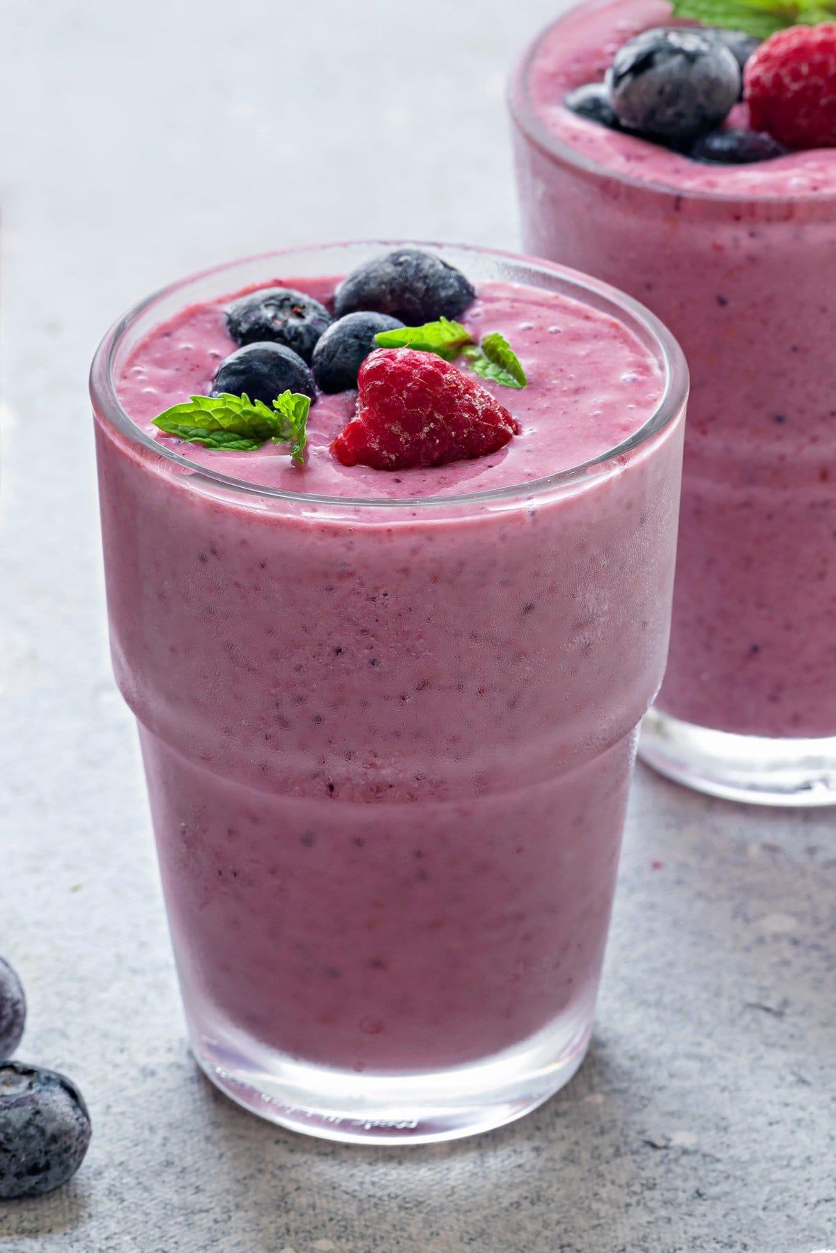 Close-up shot of mixed berries ready to be blended into a smoothie