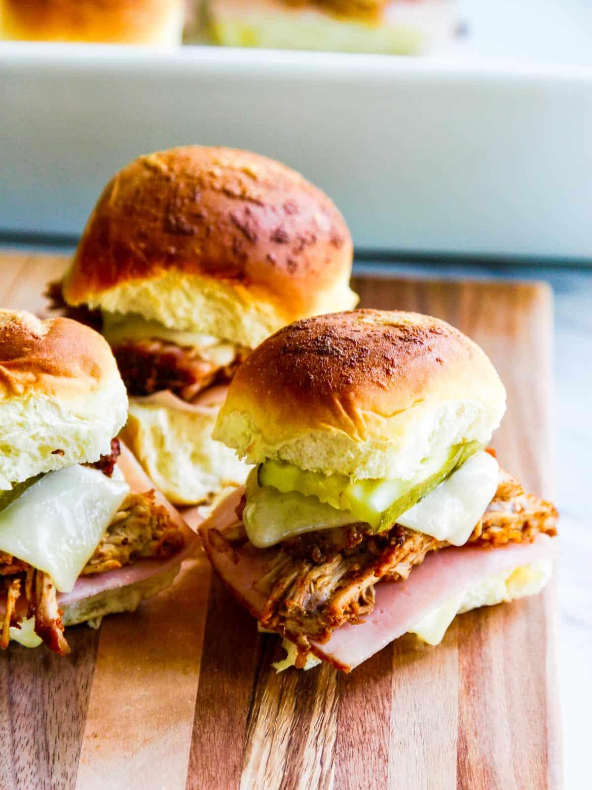 Cuban BBQ pork sliders with mustard and pickles