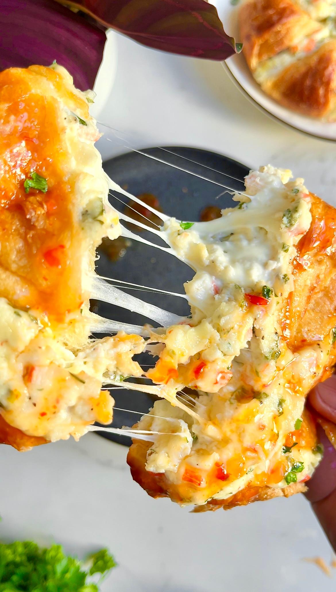 baked crab rangoon mac and cheese with golden crust