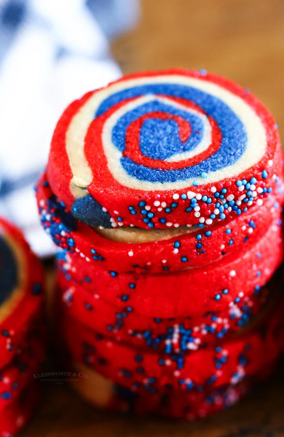 patriotic pinwheel cookies close-up