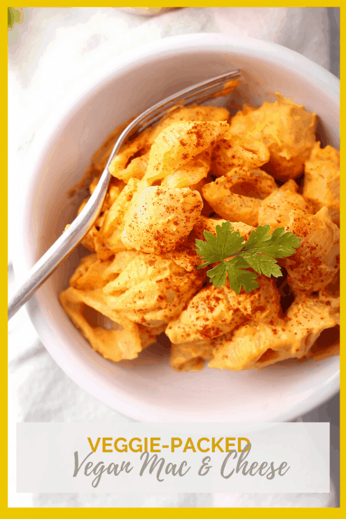 vegan mac and cheese with blended vegetable sauce