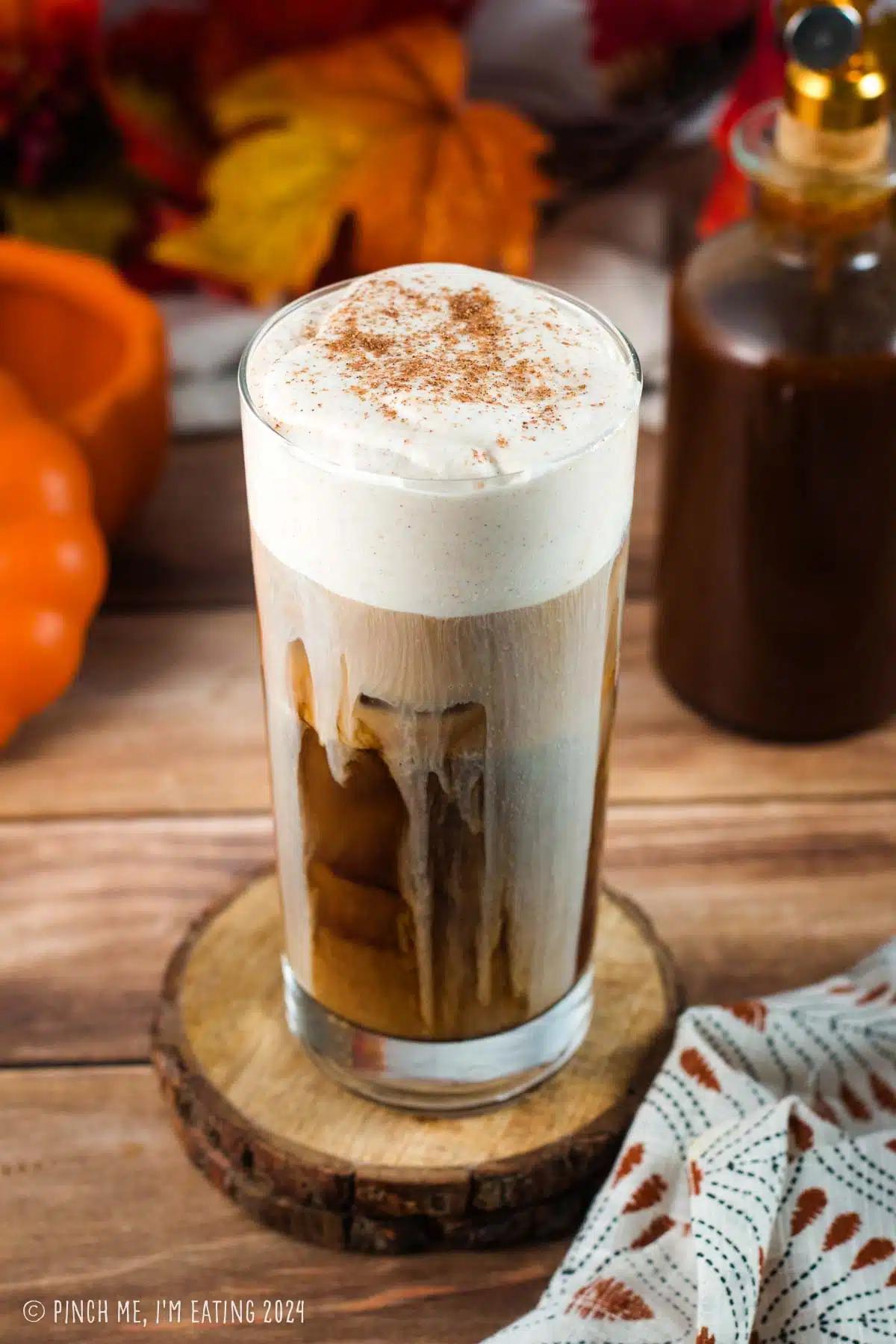 Close-up of the layered Pumpkin Cream Cold Brew Chiller