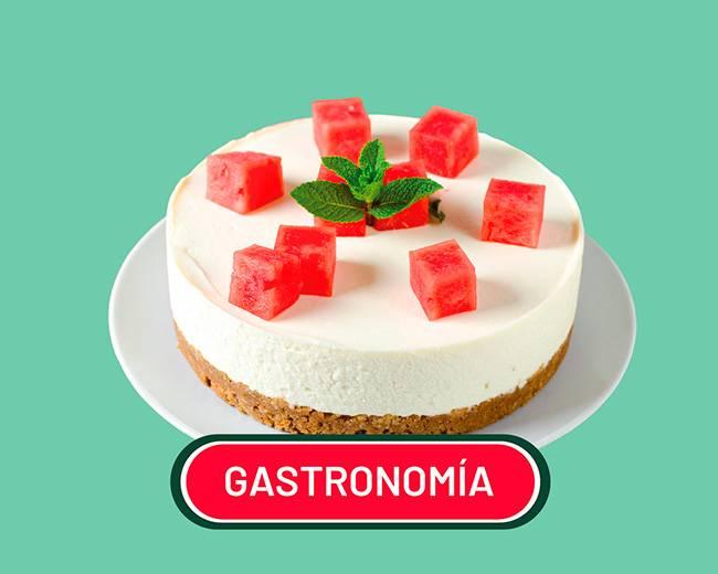 A slice of Watermelon Mint Tart being served