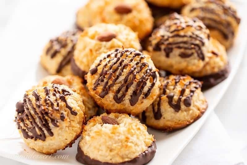 close-up shot of a coconut almond macaroon
