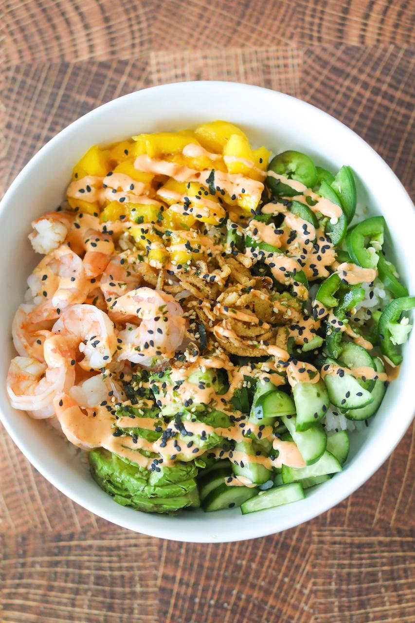 rainbow dragon roll deconstructed bowl