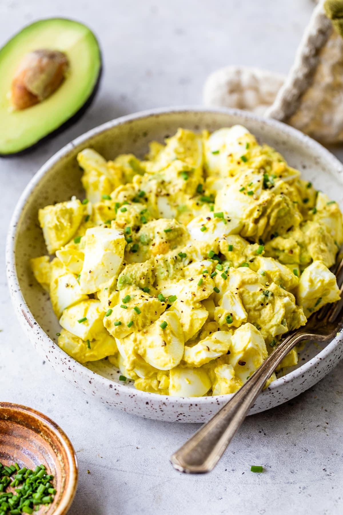 avocado egg salad in a bowl