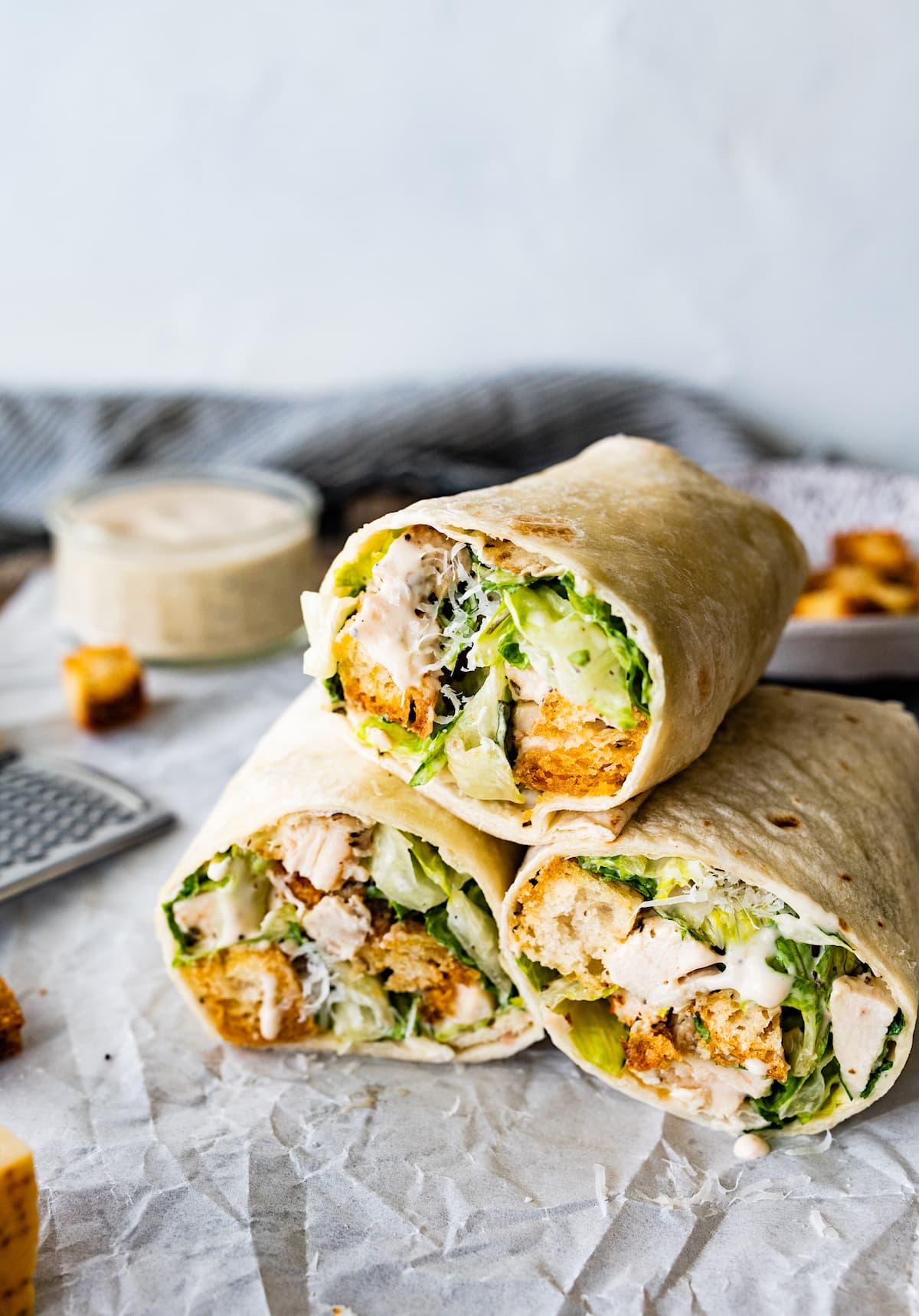 chicken caesar salad wraps