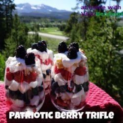 A group of people enjoying Patriotic Berry Trifle Jars at a picnic