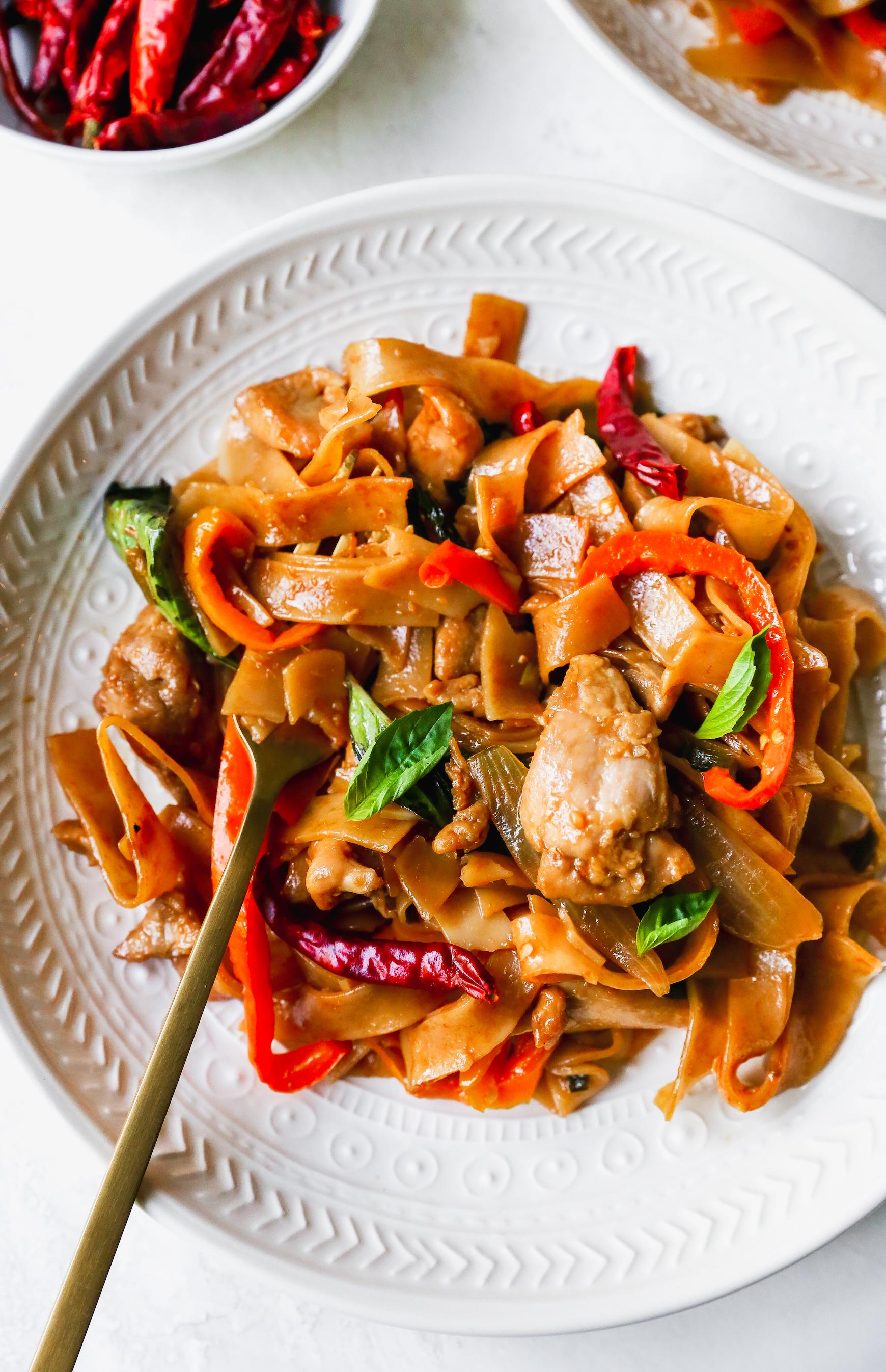 drunken noodles chicken stir-fry