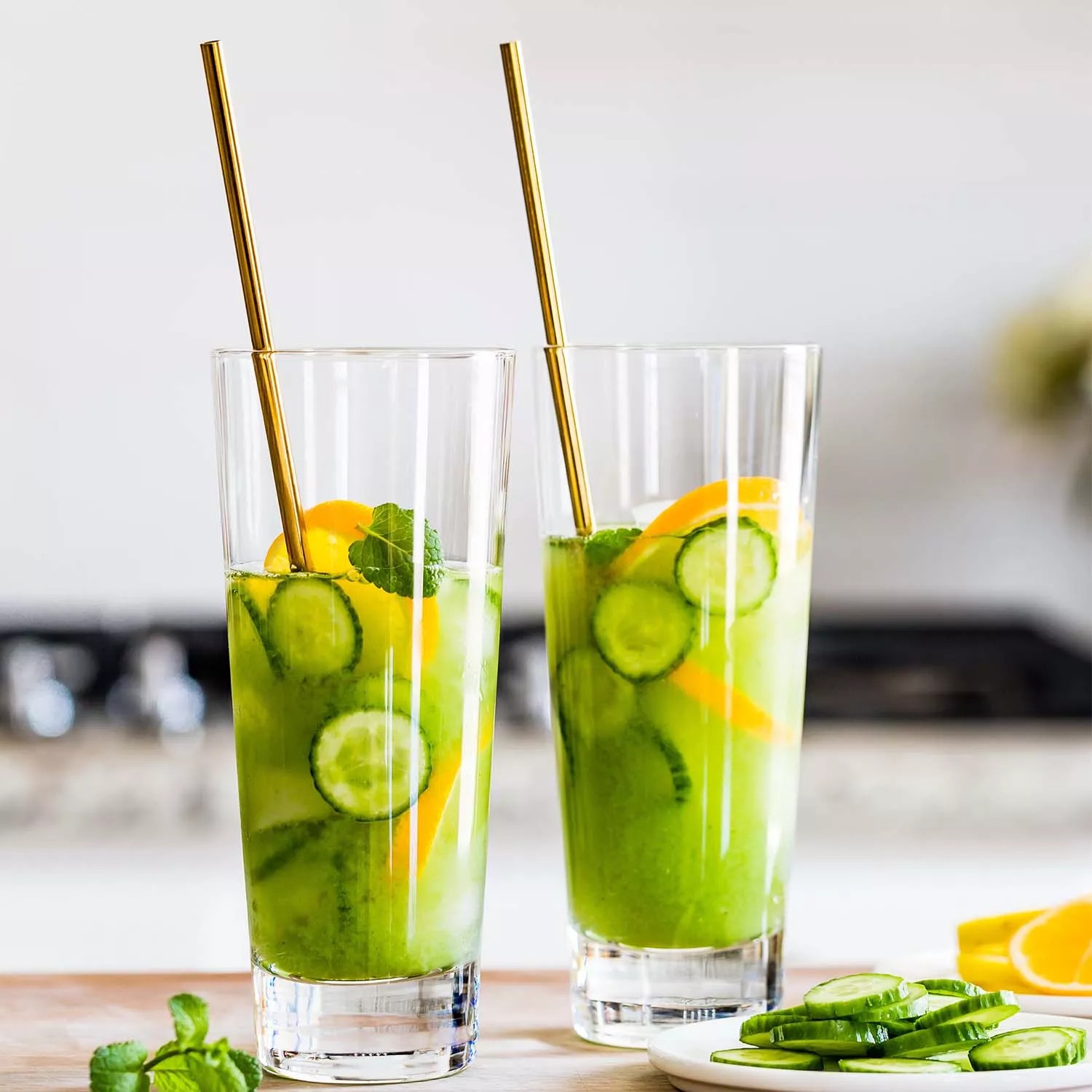 refreshing cucumber mint mocktail in a glass
