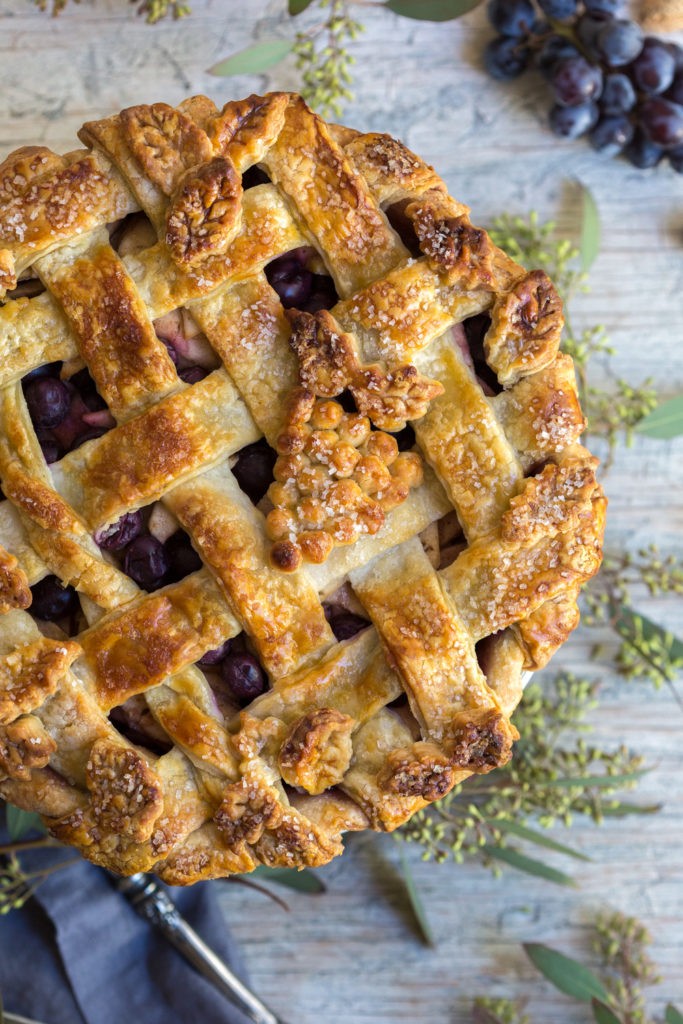 rustic vineyard grape rhubarb pie