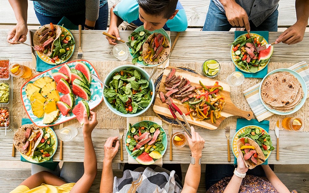 family enjoying a healthy homemade dinner