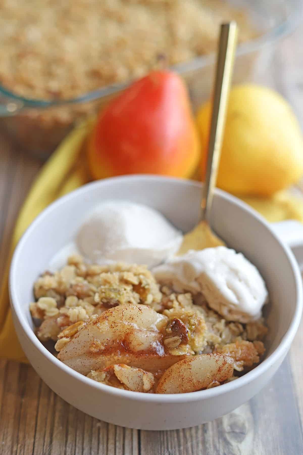 Cardamom Pear Crisp with Pistachio Nuts
