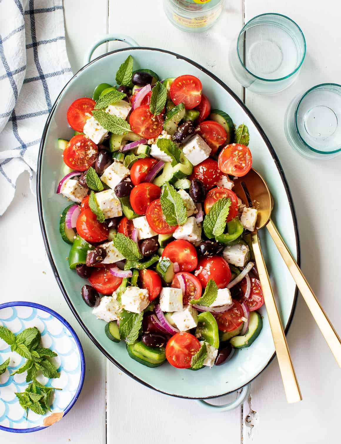 fresh greek salad with feta and olives