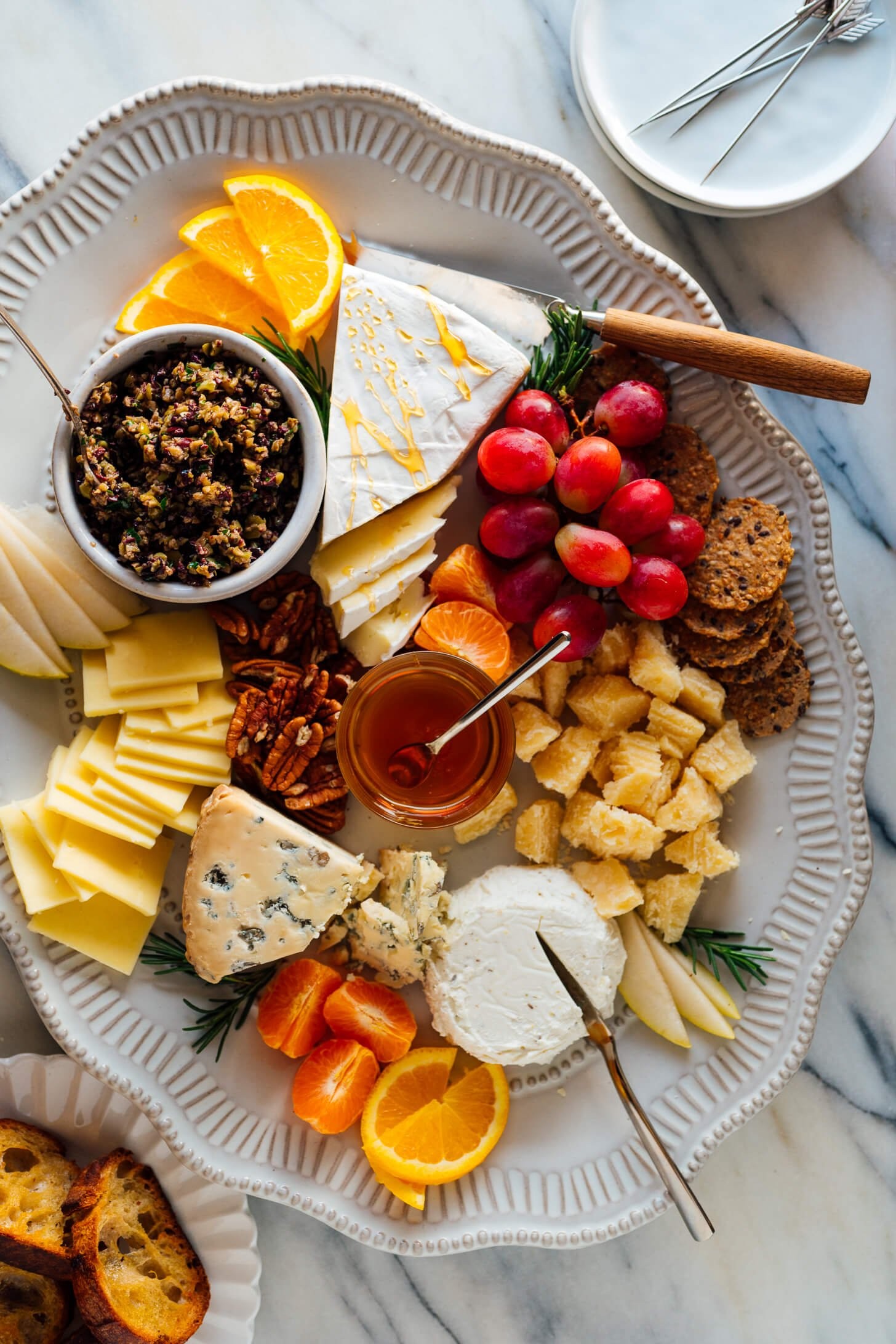 elaborate cheese and nut board display