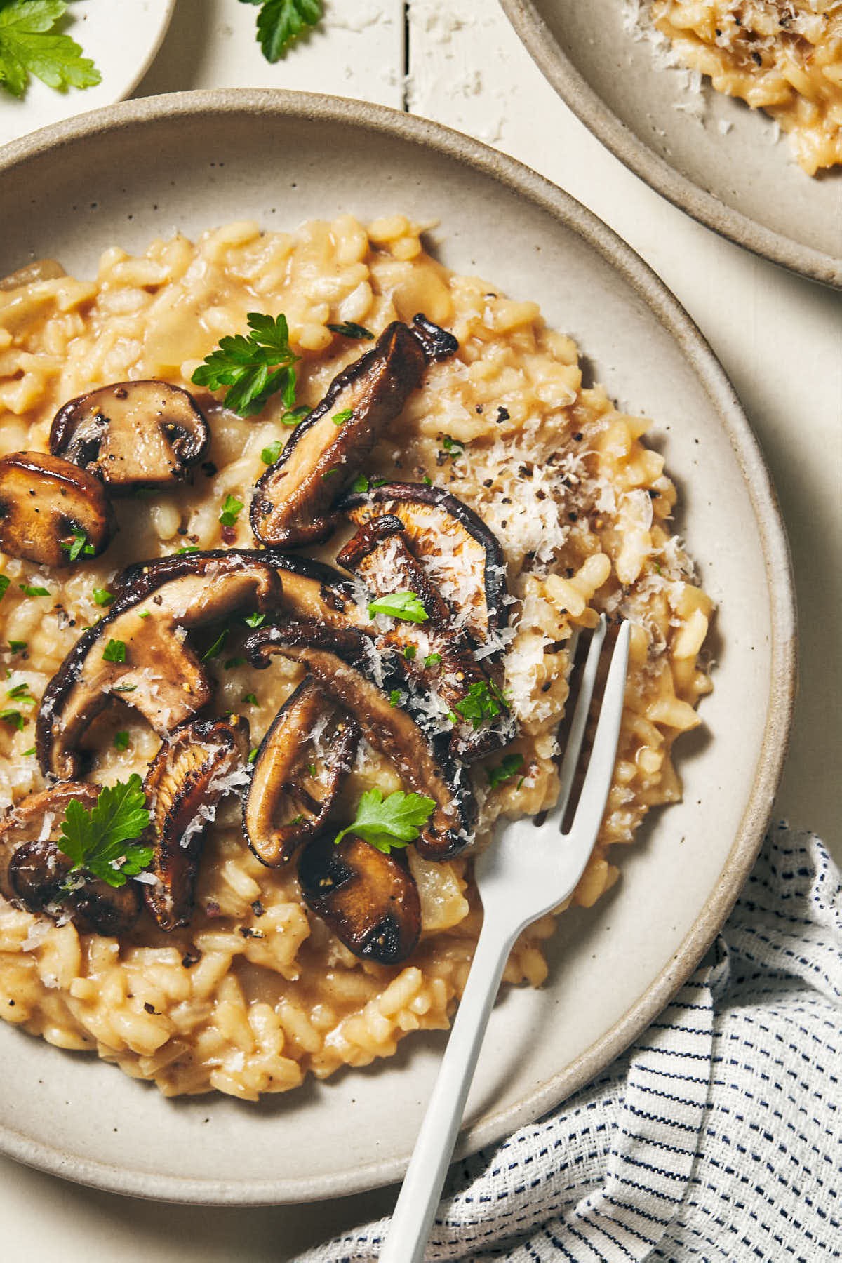 creamy mushroom risotto being prepared, ready to be frozen